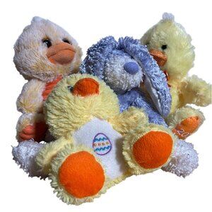 Set Of 4 Plush Easter Chicks & Bunny Plush 7-10 Inches Stuffed Animals
